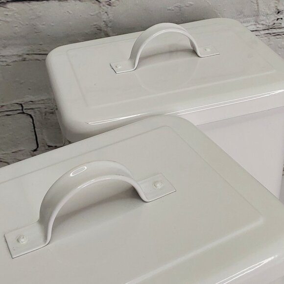 MARTHA STEWART WHITE ENAMEL CANISTER TWO PIECE SET - Picture 9 of 16